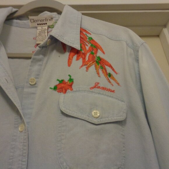 VINTAGE RETRO SOUTHWEST CHILIS WAITERESS WORK SHIRT JEANNE X L - Picture 3 of 10